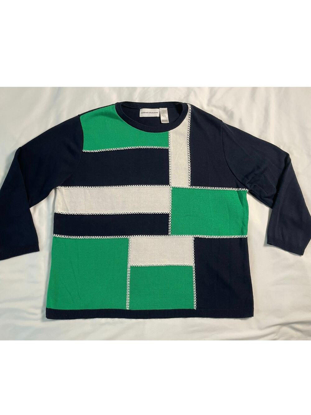 Alfred Dunner patchwork style sweater SZ Large